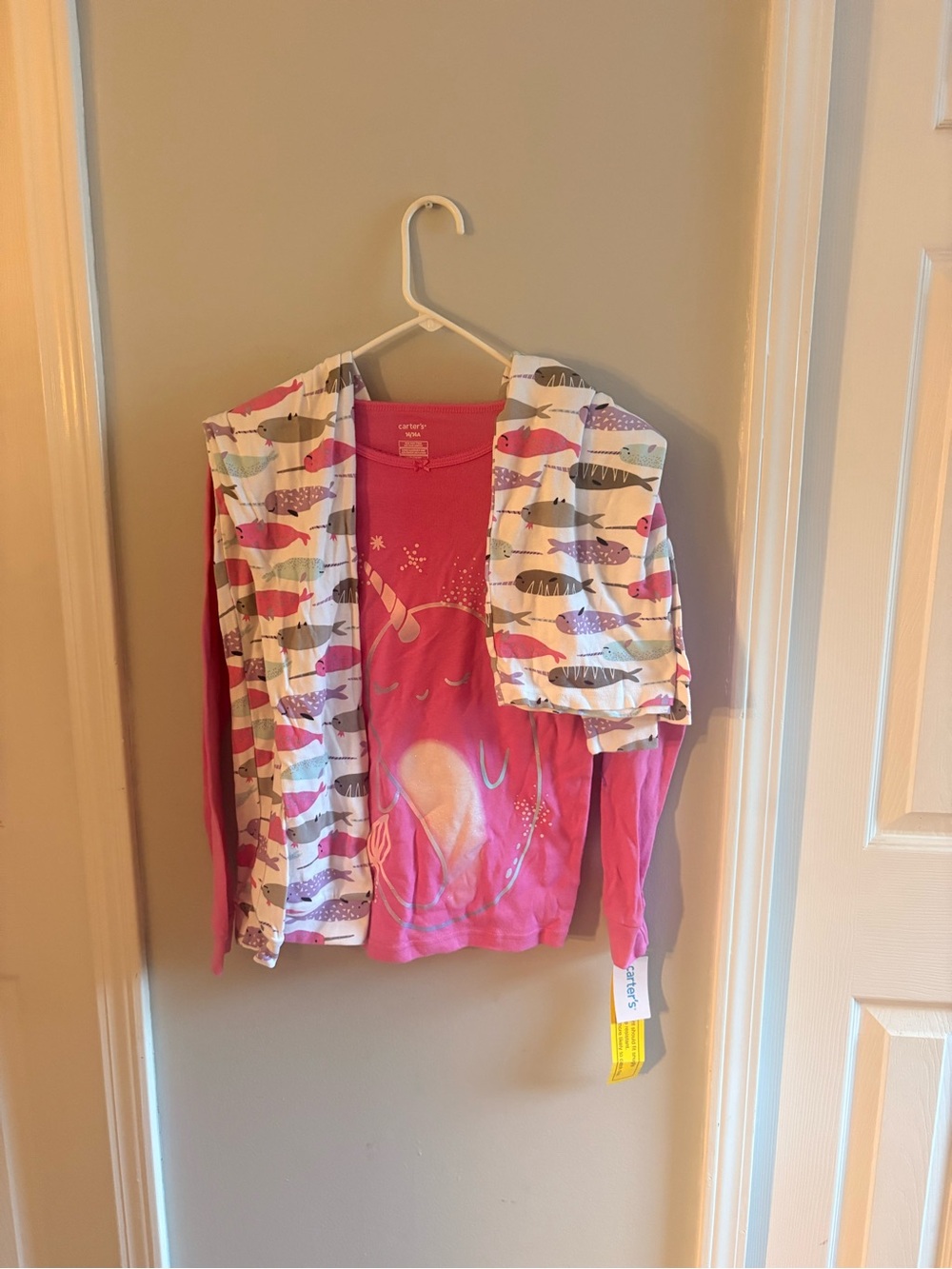 Carter's Pink Unicorn Long Sleeve Top with Printed Hooded Vest